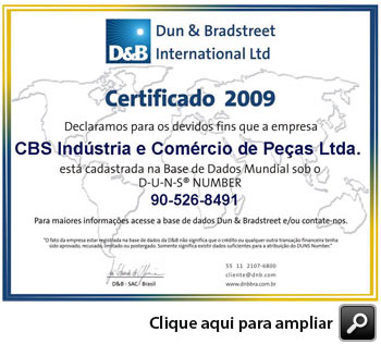 Certificado D&B da CBS